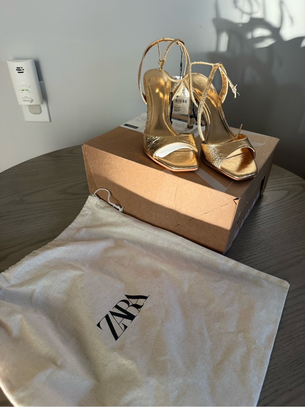 NWT Zara Gold Metallic Strappy High Heel Sandals